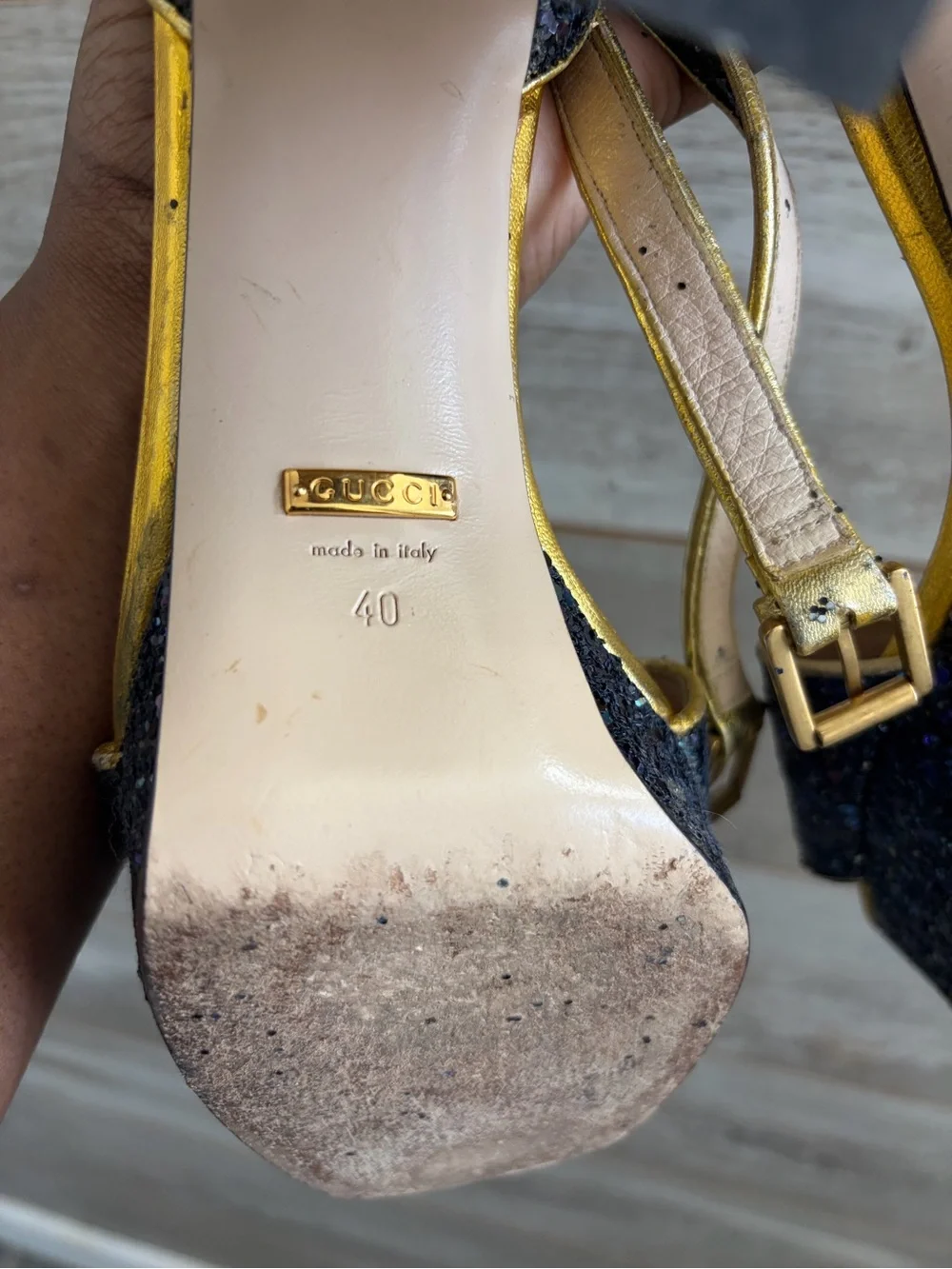 Gucci Soko Glitter Platform Sandals